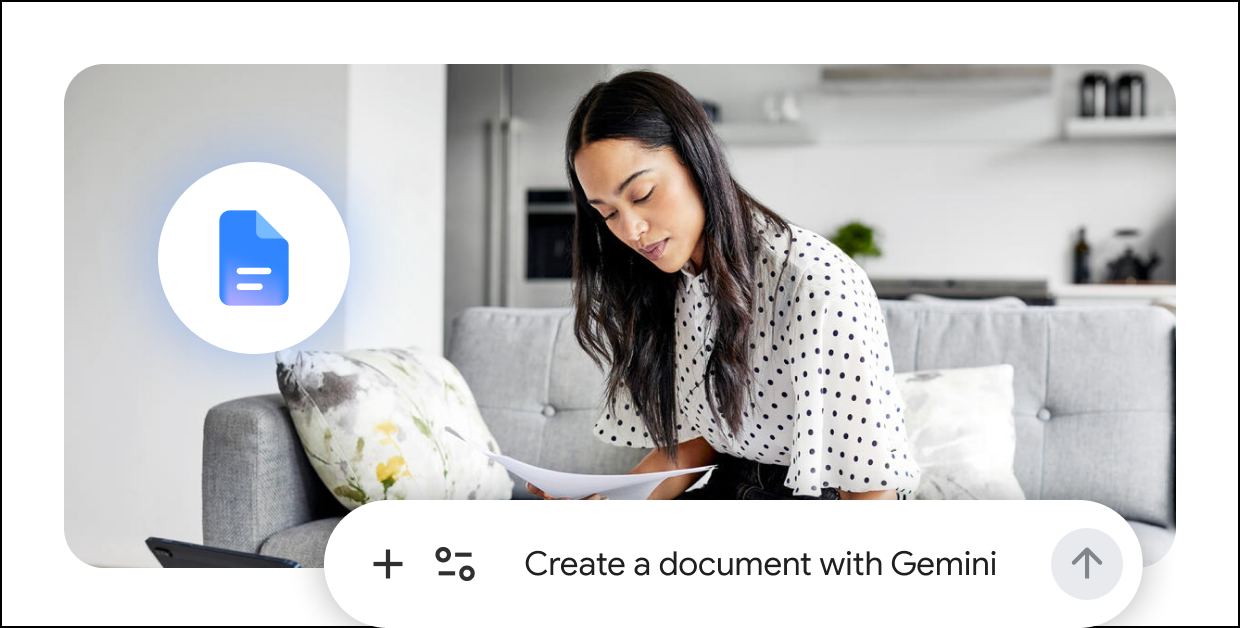 Офіційна ілюстрація Google One: створення документа разом із Gemini в Google Docs